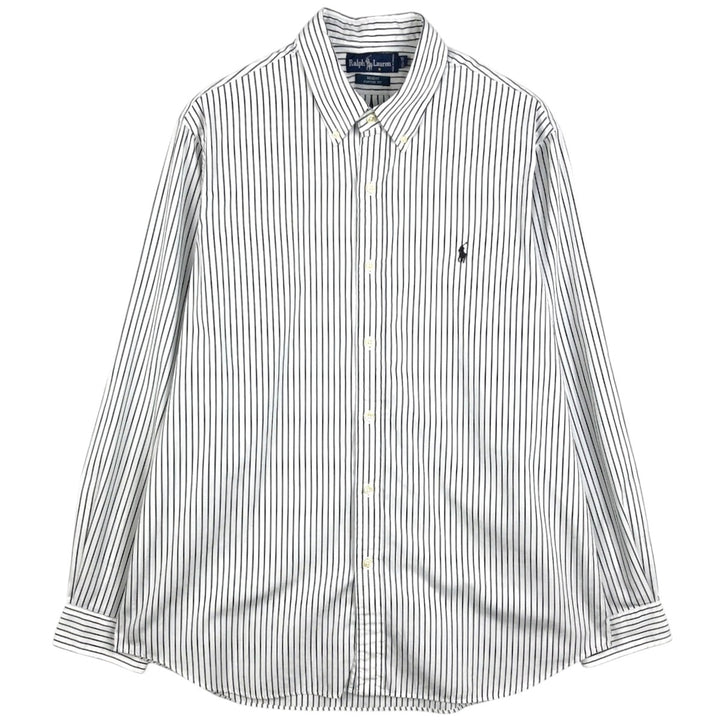 Ralph Lauren REGENT CLASSICFIT Long-Sleeve Button-Down Striped Shirt, Men's Size XL (approx.) cotton white type Vintage Second Hand