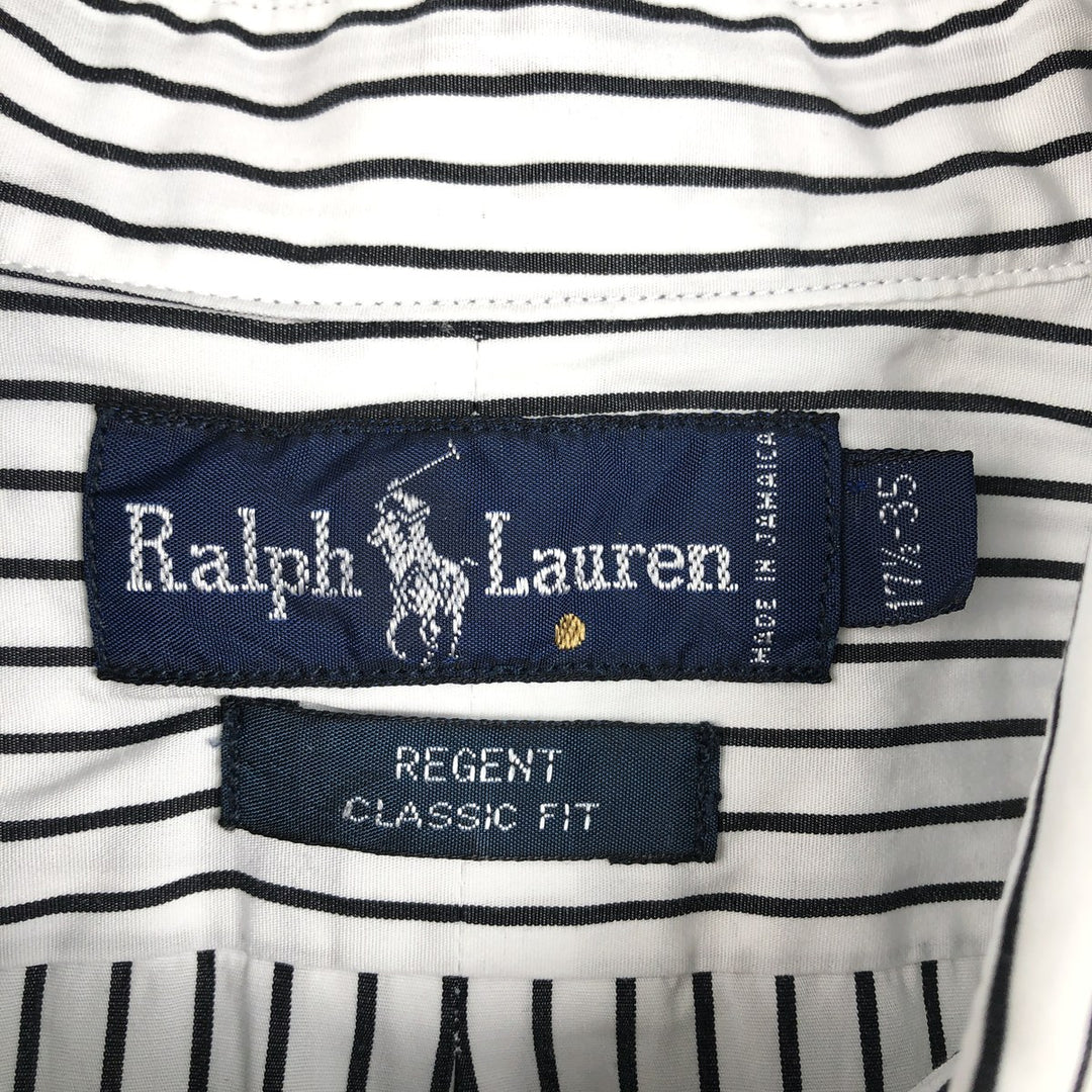 Ralph Lauren REGENT CLASSICFIT Long-Sleeve Button-Down Striped Shirt, Men's Size XL (approx.) cotton white type Vintage Second Hand