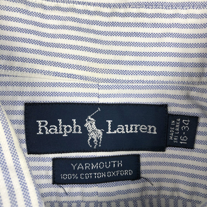 Ralph Lauren YARMOUTH Long Sleeve Button-Down Striped Shirt, Men's XL cotton white type Vintage Second Hand