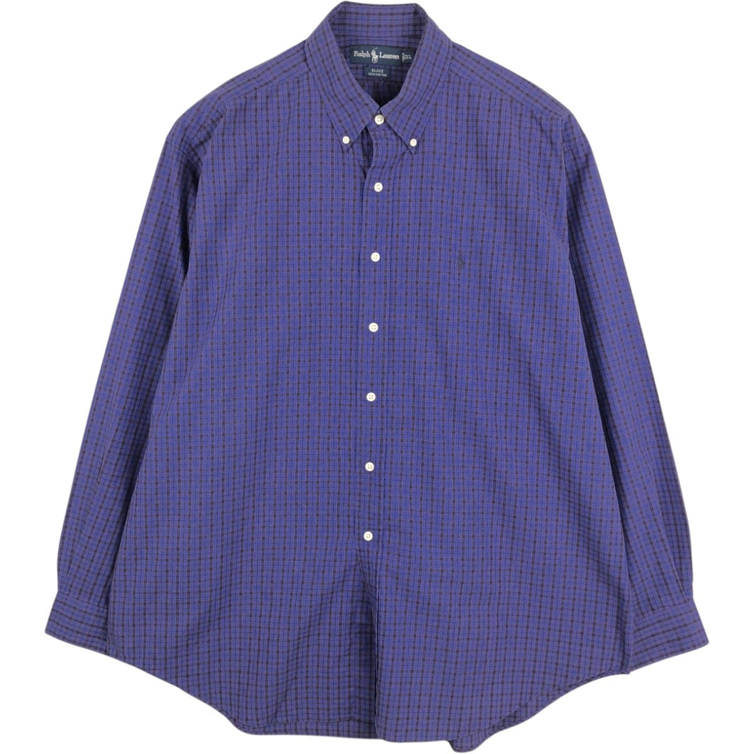 Ralph Lauren BLAKE long sleeve button down check shirt, men's XL size cotton purple type Vintage Second Hand