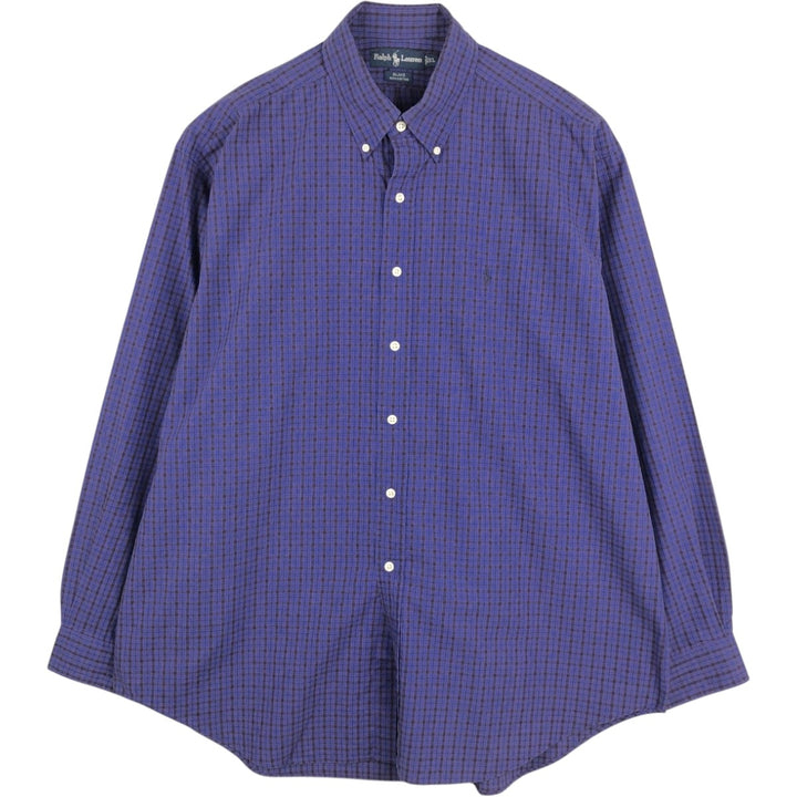 Ralph Lauren BLAKE long sleeve button down check shirt, men's XL size cotton purple type Vintage Second Hand