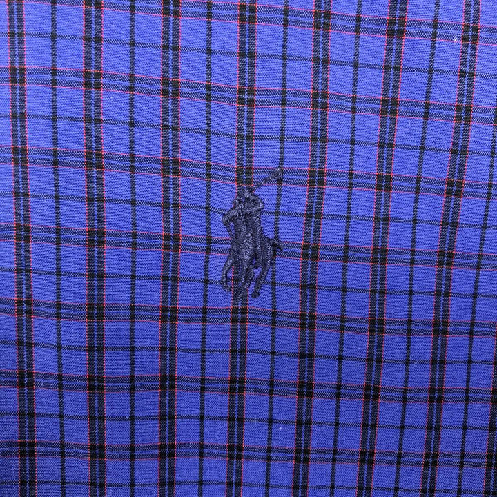Ralph Lauren BLAKE long sleeve button down check shirt, men's XL size cotton purple type Vintage Second Hand