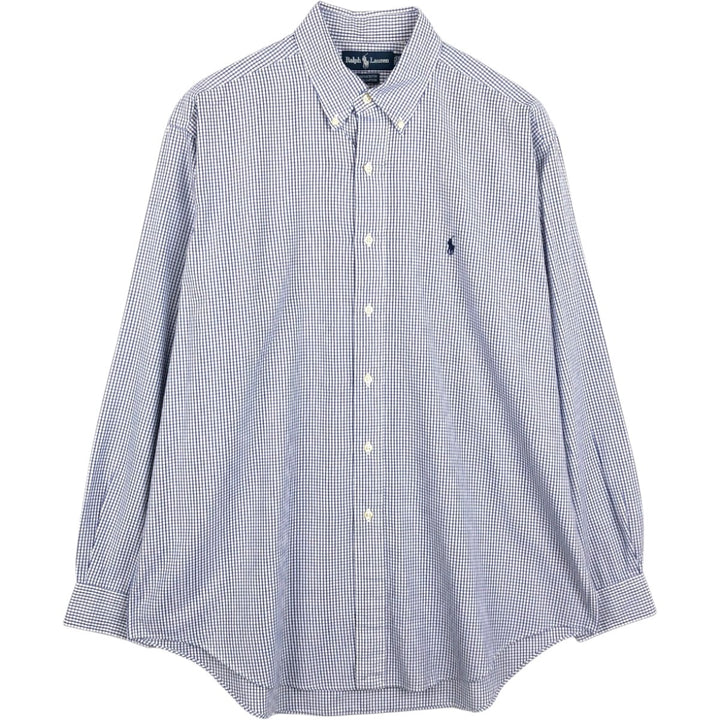Ralph Lauren YARMOUTH Long Sleeve Button Down Check Shirt Men's XXL cotton blue type Vintage Second Hand