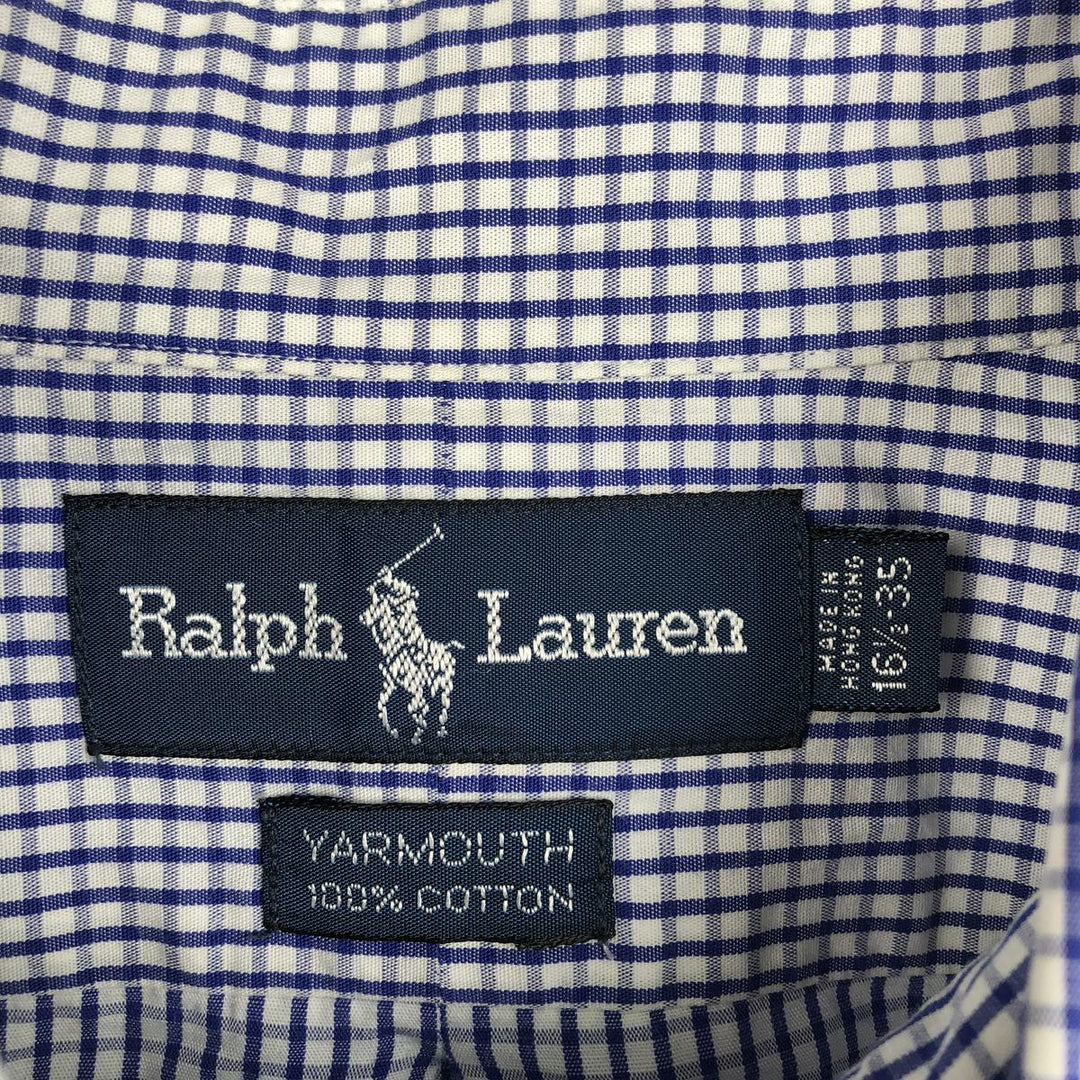 Ralph Lauren YARMOUTH Long Sleeve Button Down Check Shirt Men's XXL cotton blue type Vintage Second Hand