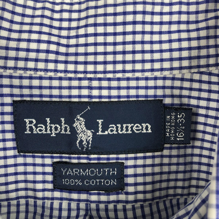 Ralph Lauren YARMOUTH Long Sleeve Button Down Check Shirt Men's XXL cotton blue type Vintage Second Hand