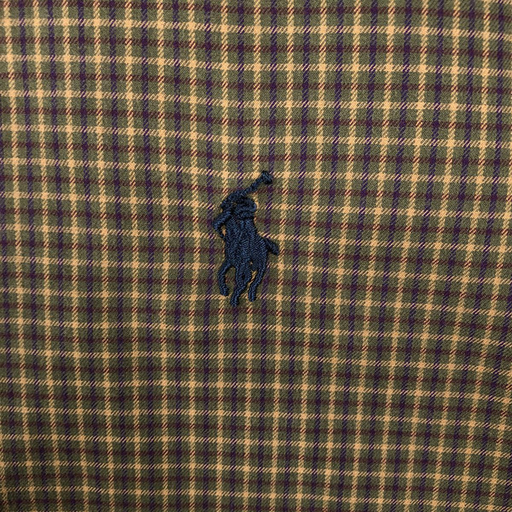 Ralph Lauren POLO by Ralph Lauren ESTATE CLASSIC FIT Wide Collar Long Sleeve Cotton Check Shirt, Men's Size L (approx.) cotton brown type Vintage Second Hand