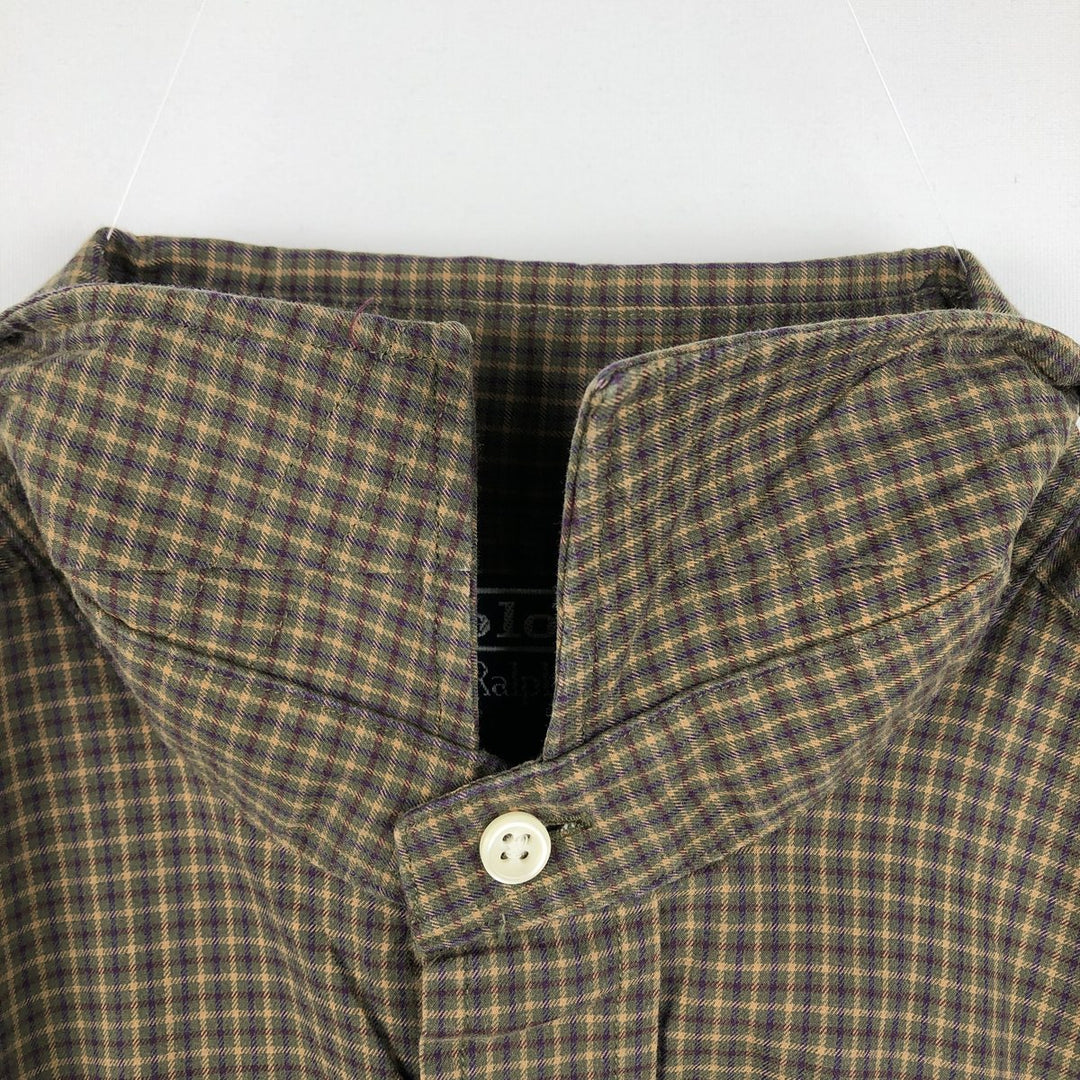 Ralph Lauren POLO by Ralph Lauren ESTATE CLASSIC FIT Wide Collar Long Sleeve Cotton Check Shirt, Men's Size L (approx.) cotton brown type Vintage Second Hand
