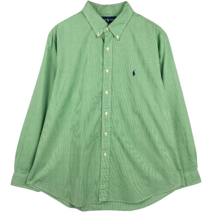 Ralph Lauren CUSTOM FIT Gingham Check Long Sleeve Button Down Check Shirt Men's XL cotton green type Vintage Second Hand