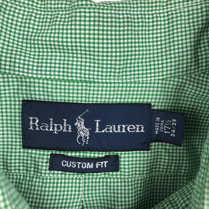 Ralph Lauren CUSTOM FIT Gingham Check Long Sleeve Button Down Check Shirt Men's XL cotton green type Vintage Second Hand