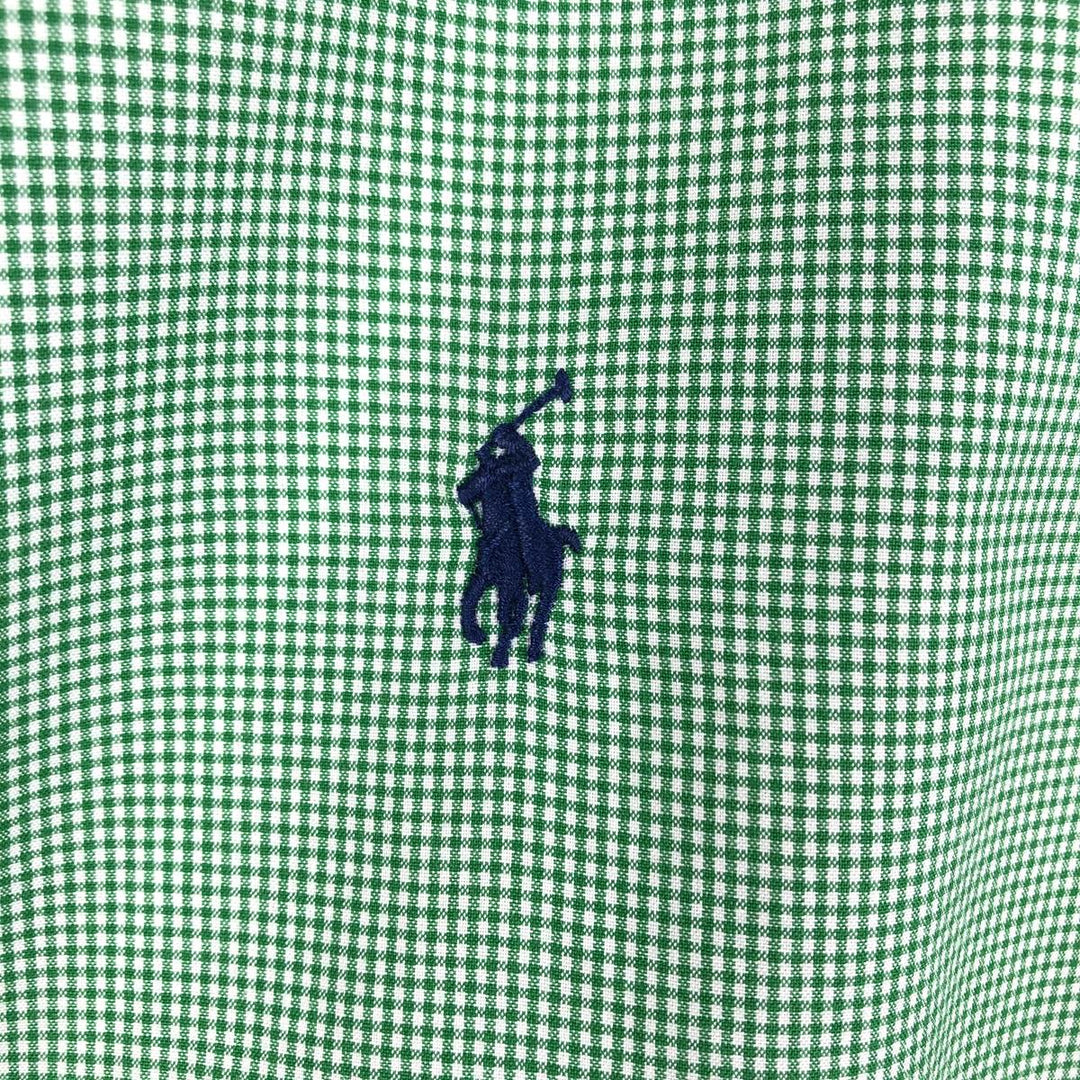 Ralph Lauren CUSTOM FIT Gingham Check Long Sleeve Button Down Check Shirt Men's XL cotton green type Vintage Second Hand
