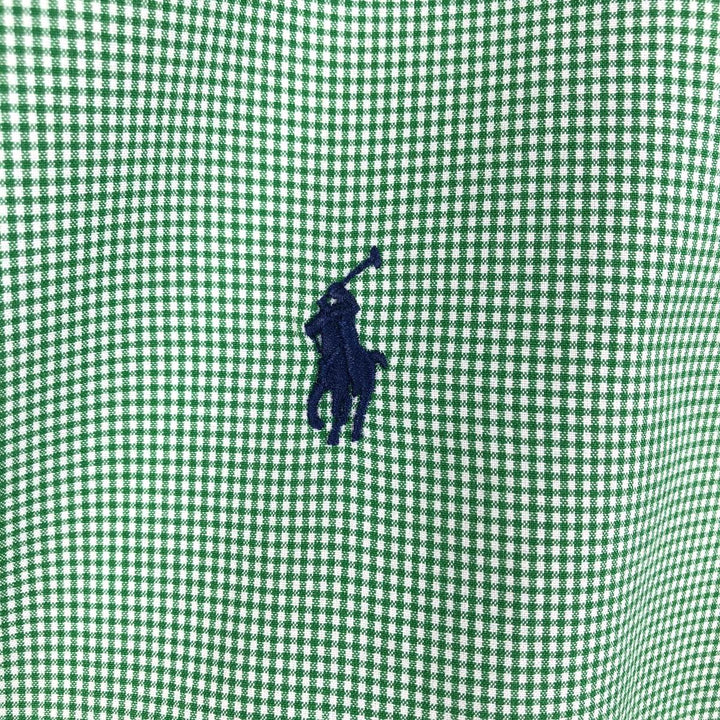 Ralph Lauren CUSTOM FIT Gingham Check Long Sleeve Button Down Check Shirt Men's XL cotton green type Vintage Second Hand