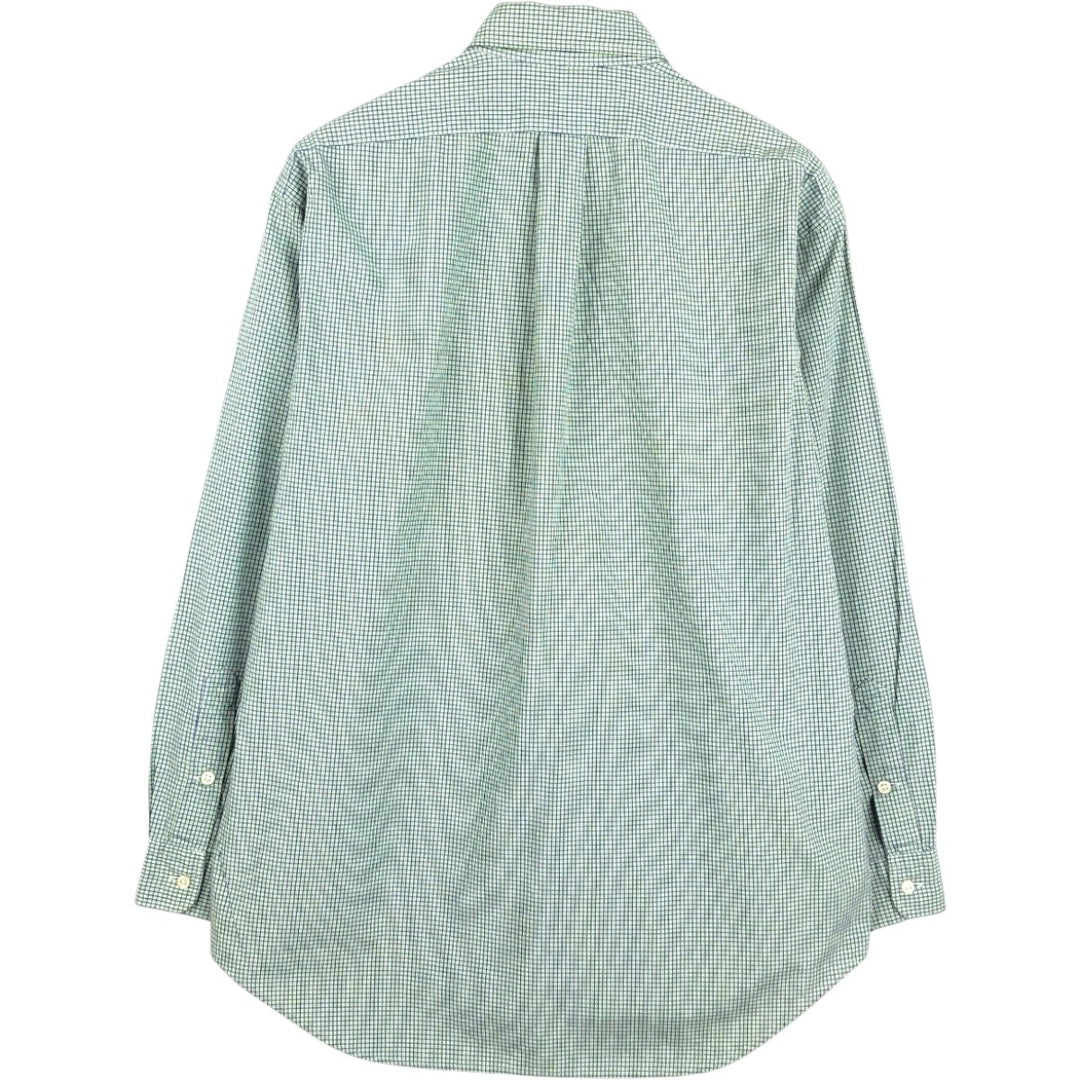 Ralph Lauren BLAKE long sleeve button down check shirt, men's size M cotton green type yellow green Vintage Second Hand