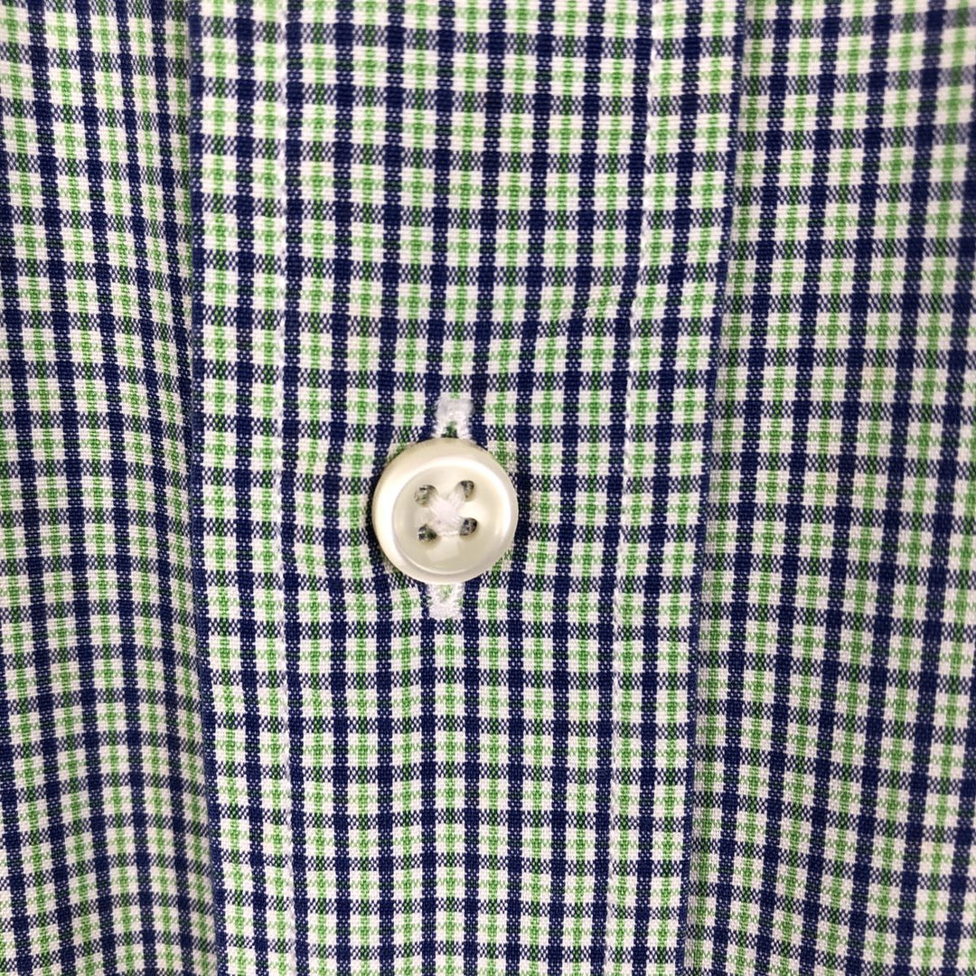 Ralph Lauren BLAKE long sleeve button down check shirt, men's size M cotton green type yellow green Vintage Second Hand