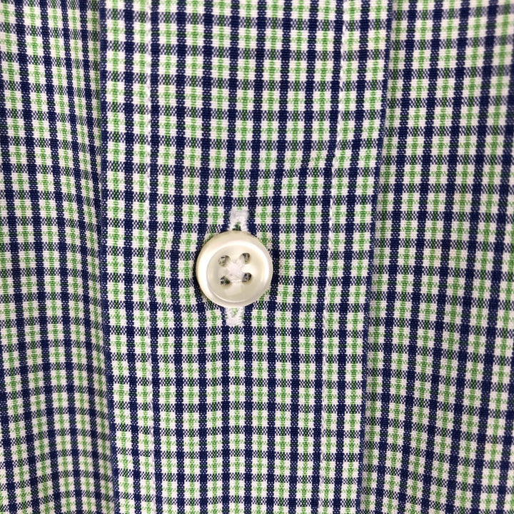Ralph Lauren BLAKE long sleeve button down check shirt, men's size M cotton green type yellow green Vintage Second Hand