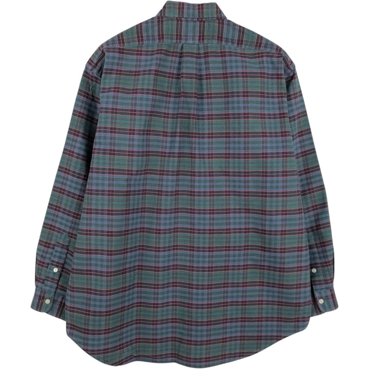 Ralph Lauren BLAIRE long sleeve button down check shirt, men's size L cotton dark green Vintage Second Hand