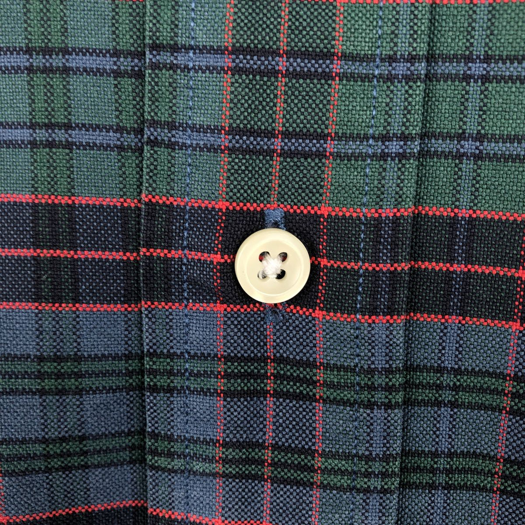 Ralph Lauren BLAIRE long sleeve button down check shirt, men's size L cotton dark green Vintage Second Hand
