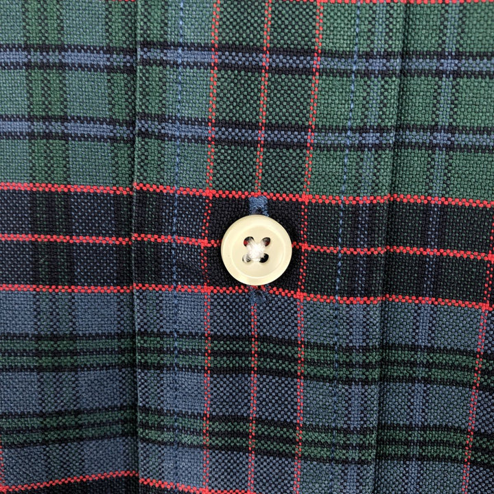 Ralph Lauren BLAIRE long sleeve button down check shirt, men's size L cotton dark green Vintage Second Hand