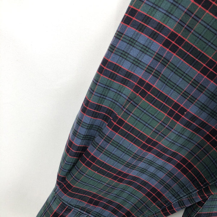 Ralph Lauren BLAIRE long sleeve button down check shirt, men's size L cotton dark green Vintage Second Hand