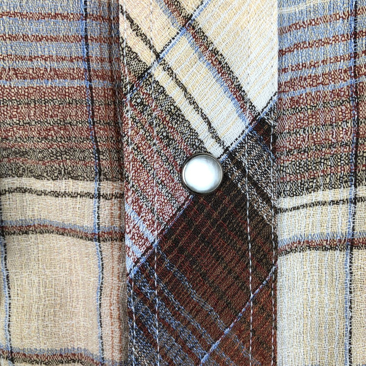 ~1980'S Kennington Check Pattern Long-Sleeve Western Shirt, Men's Size L (Equivalent), Vintage polyester chocolate Vintage Second Hand