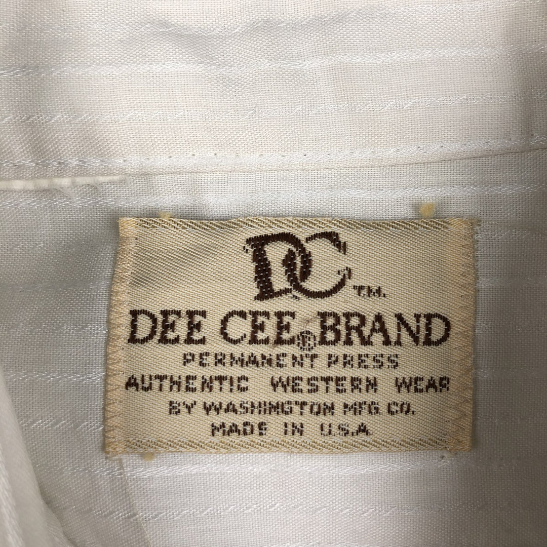 ~80'S DC Stripe Pattern Long-Sleeve Western Shirt, Made in USA, Men's Size L (approx.) unclear white type Vintage Second Hand