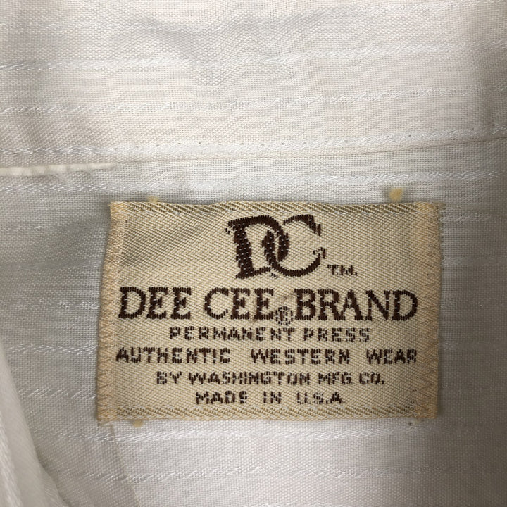 ~80'S DC Stripe Pattern Long-Sleeve Western Shirt, Made in USA, Men's Size L (approx.) unclear white type Vintage Second Hand