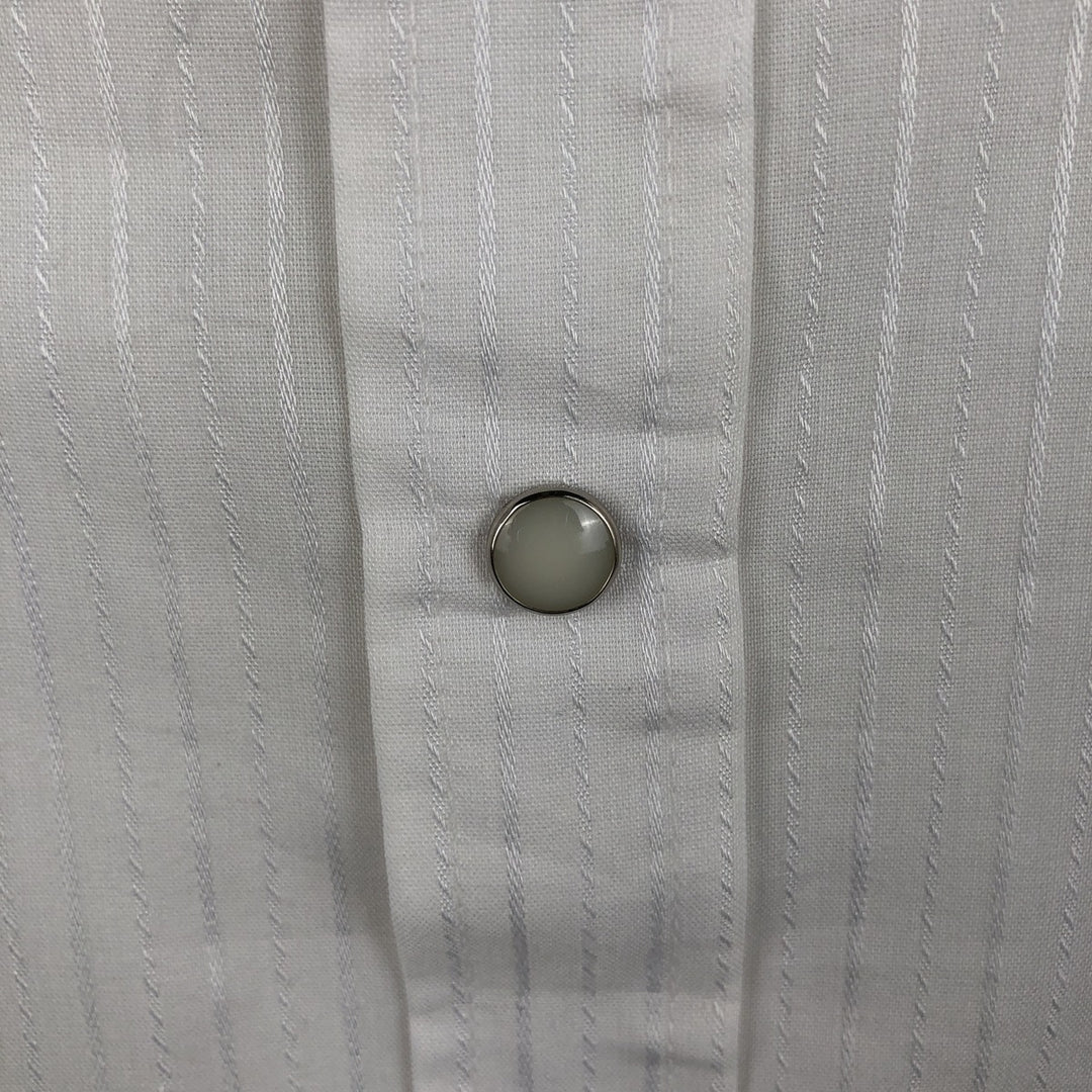 ~80'S DC Stripe Pattern Long-Sleeve Western Shirt, Made in USA, Men's Size L (approx.) unclear white type Vintage Second Hand