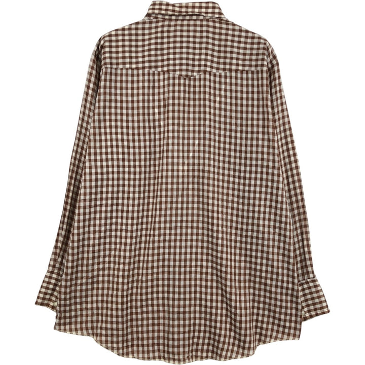 ~80'S DEE CEE Gingham Check Long-Sleeve Western Shirt, Made in USA, Men's Size L (approx.) unclear brown type Vintage Second Hand