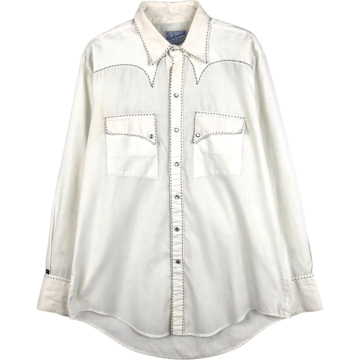 1980'S Rockmount Ranch Wear Long-Sleeve Western Shirt, Made in USA, Men's Size L unclear white type Vintage Second Hand
