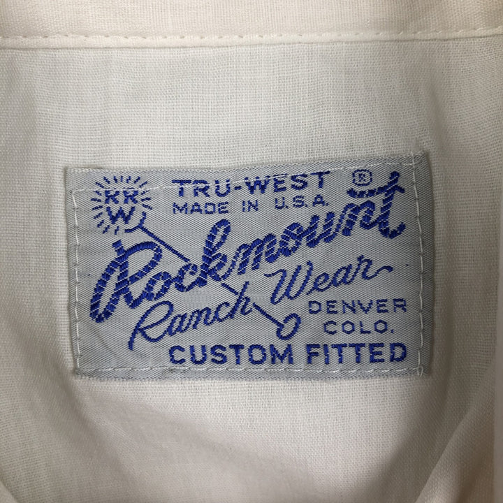 1980'S Rockmount Ranch Wear Long-Sleeve Western Shirt, Made in USA, Men's Size L unclear white type Vintage Second Hand
