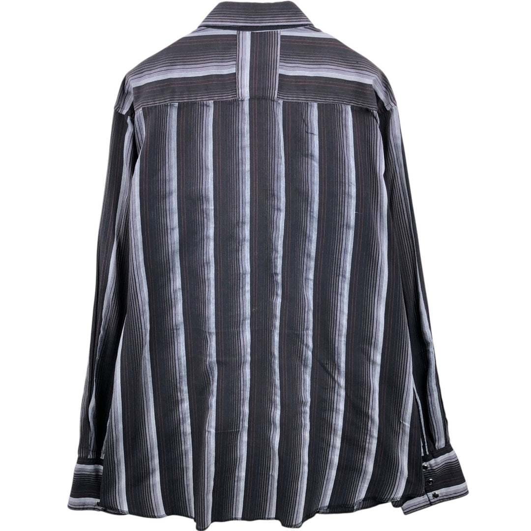 Wrangler Stripe Pattern Multi-Stripe Long-Sleeve Western Shirt, Men's Size L (Equivalent), Lightweight unclear black type Vintage Second Hand