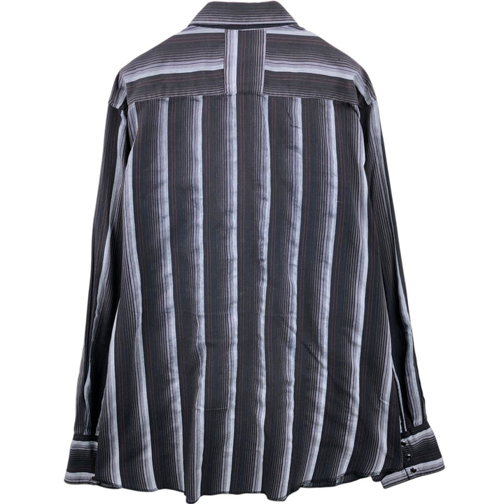 Wrangler Stripe Pattern Multi-Stripe Long-Sleeve Western Shirt, Men's Size L (Equivalent), Lightweight unclear black type Vintage Second Hand