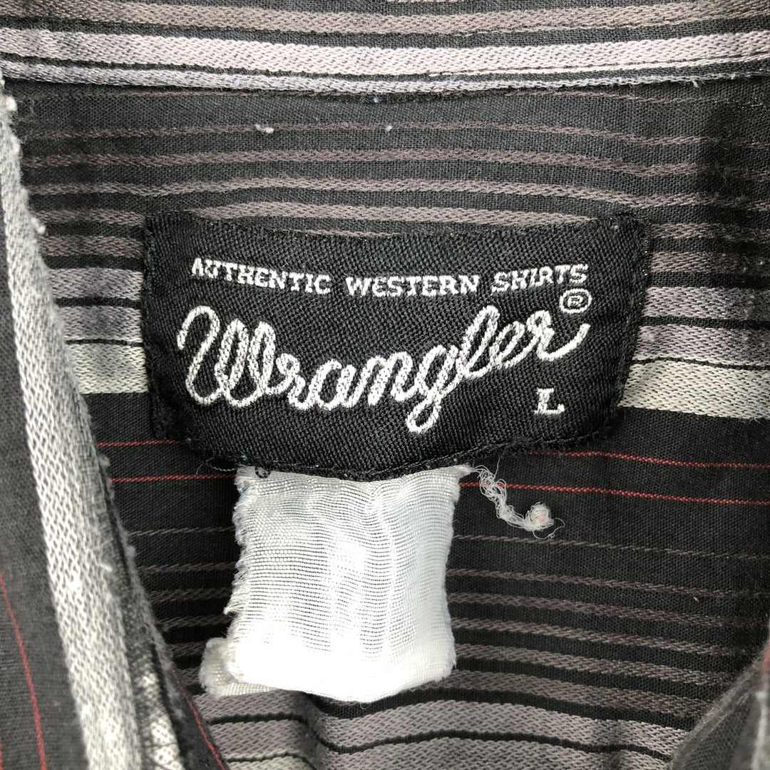 Wrangler Stripe Pattern Multi-Stripe Long-Sleeve Western Shirt, Men's Size L (Equivalent), Lightweight unclear black type Vintage Second Hand