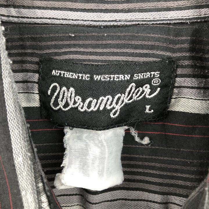 Wrangler Stripe Pattern Multi-Stripe Long-Sleeve Western Shirt, Men's Size L (Equivalent), Lightweight unclear black type Vintage Second Hand