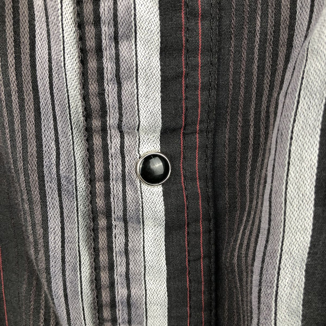 Wrangler Stripe Pattern Multi-Stripe Long-Sleeve Western Shirt, Men's Size L (Equivalent), Lightweight unclear black type Vintage Second Hand