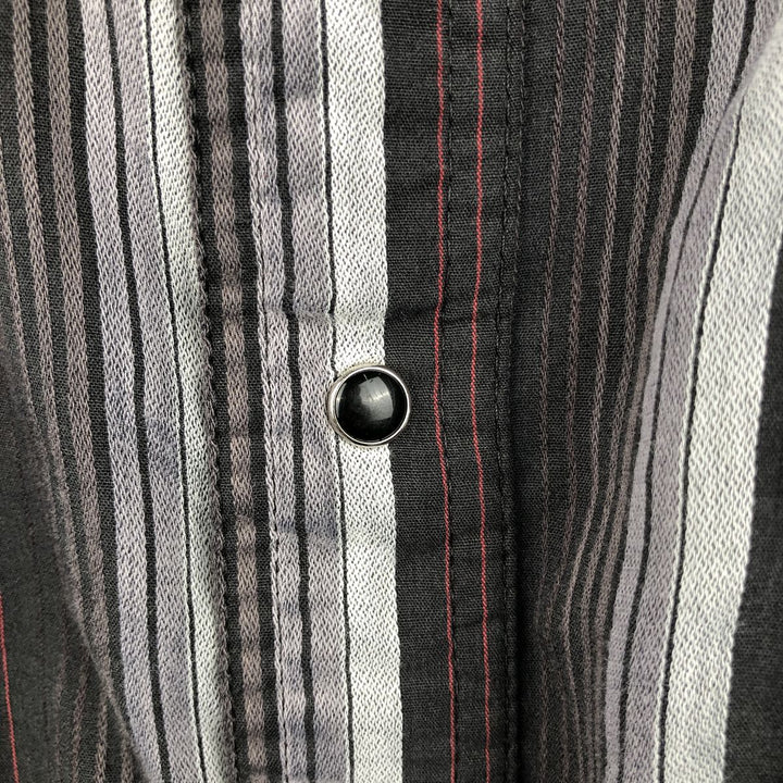Wrangler Stripe Pattern Multi-Stripe Long-Sleeve Western Shirt, Men's Size L (Equivalent), Lightweight unclear black type Vintage Second Hand