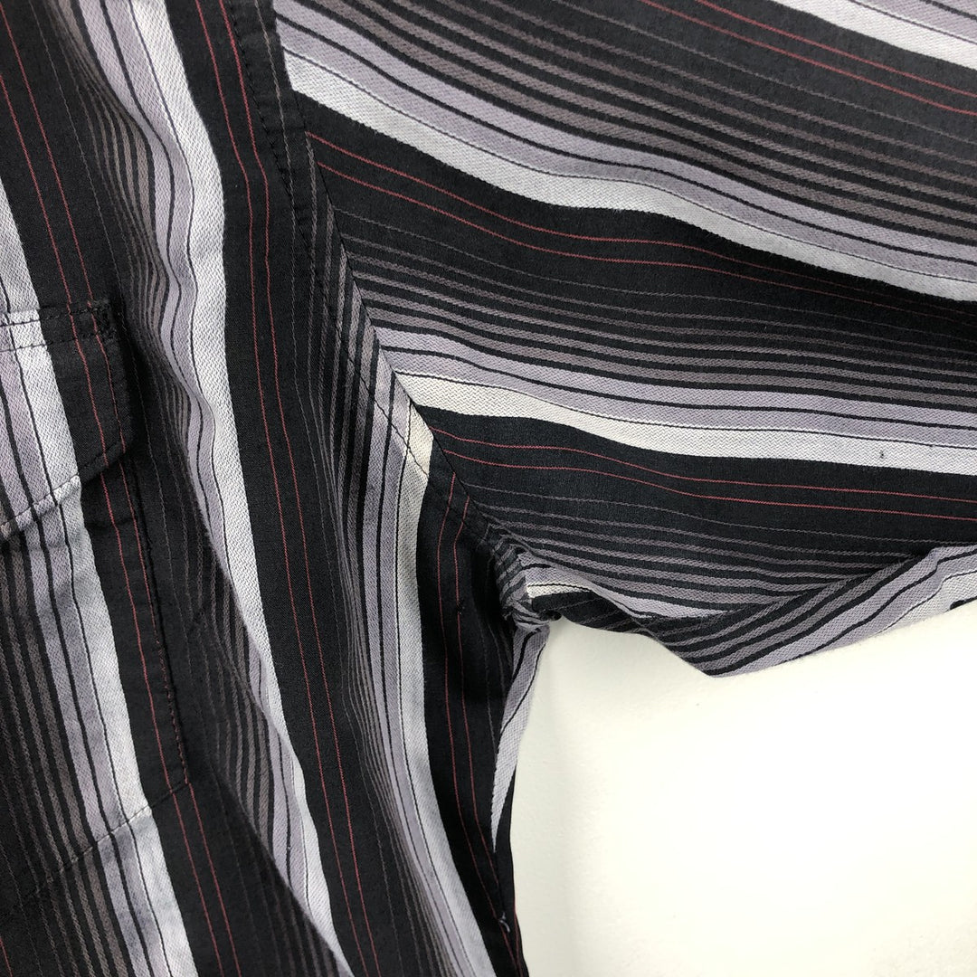 Wrangler Stripe Pattern Multi-Stripe Long-Sleeve Western Shirt, Men's Size L (Equivalent), Lightweight unclear black type Vintage Second Hand