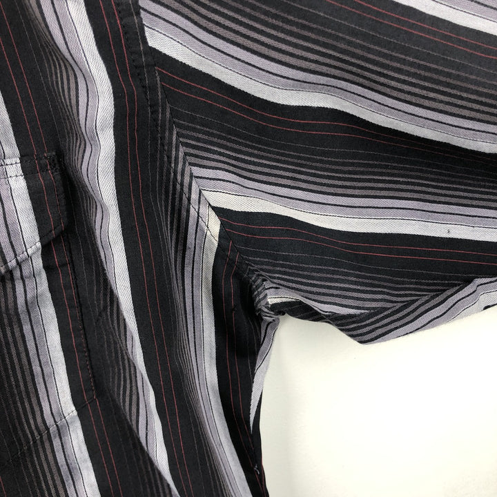 Wrangler Stripe Pattern Multi-Stripe Long-Sleeve Western Shirt, Men's Size L (Equivalent), Lightweight unclear black type Vintage Second Hand