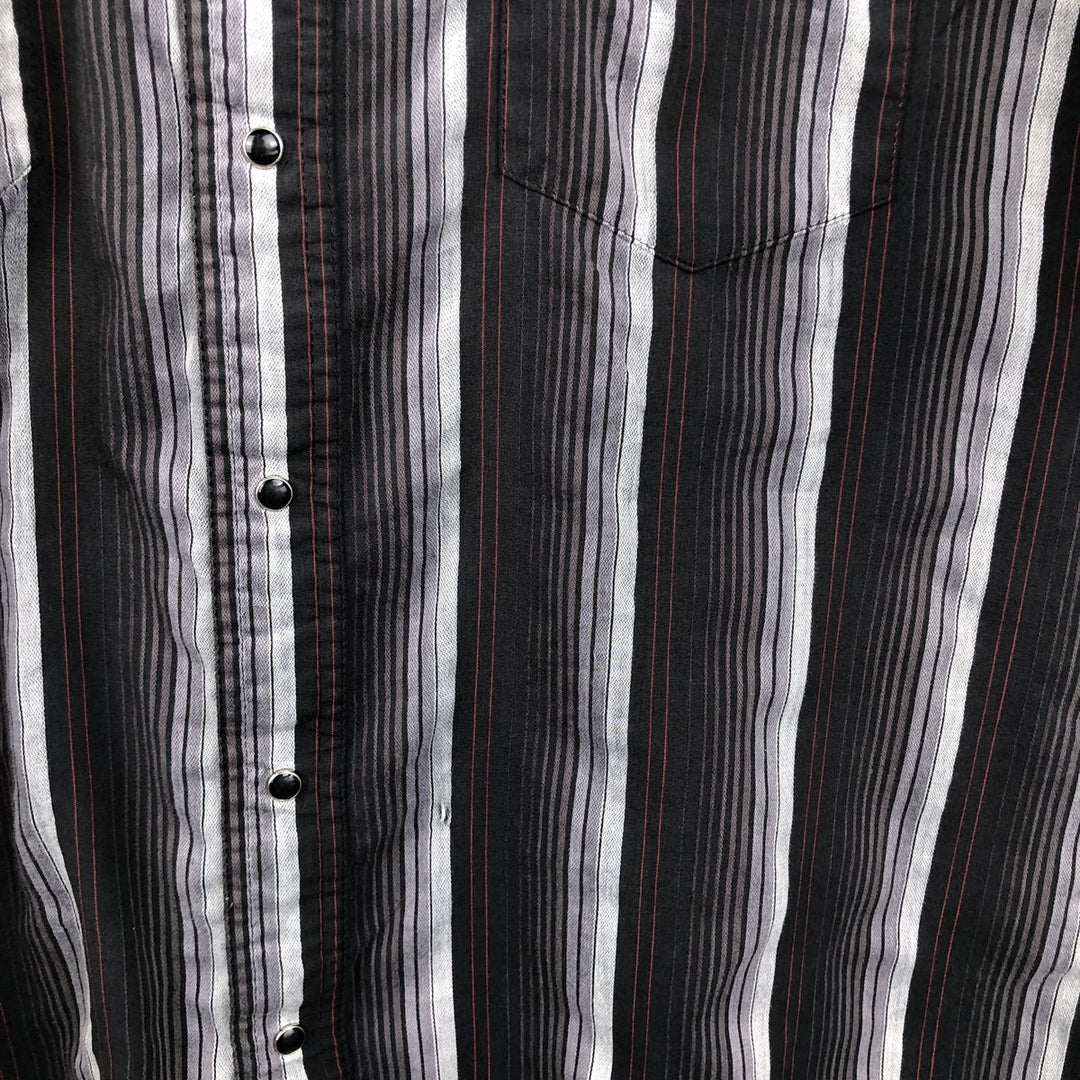 Wrangler Stripe Pattern Multi-Stripe Long-Sleeve Western Shirt, Men's Size L (Equivalent), Lightweight unclear black type Vintage Second Hand