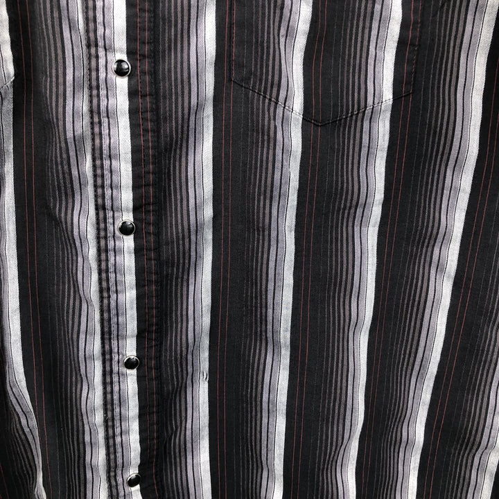 Wrangler Stripe Pattern Multi-Stripe Long-Sleeve Western Shirt, Men's Size L (Equivalent), Lightweight unclear black type Vintage Second Hand