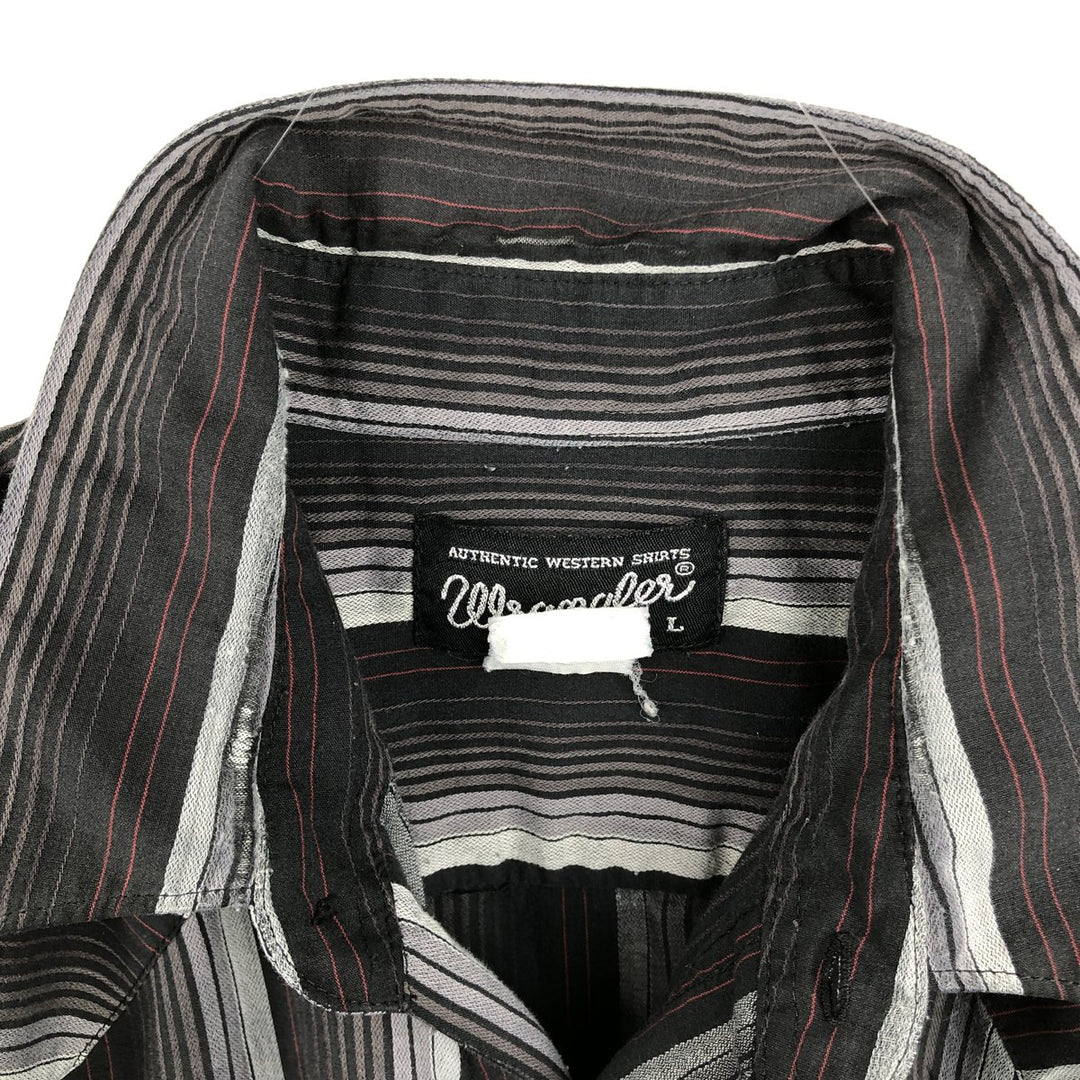 Wrangler Stripe Pattern Multi-Stripe Long-Sleeve Western Shirt, Men's Size L (Equivalent), Lightweight unclear black type Vintage Second Hand