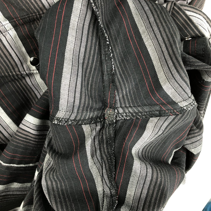 Wrangler Stripe Pattern Multi-Stripe Long-Sleeve Western Shirt, Men's Size L (Equivalent), Lightweight unclear black type Vintage Second Hand