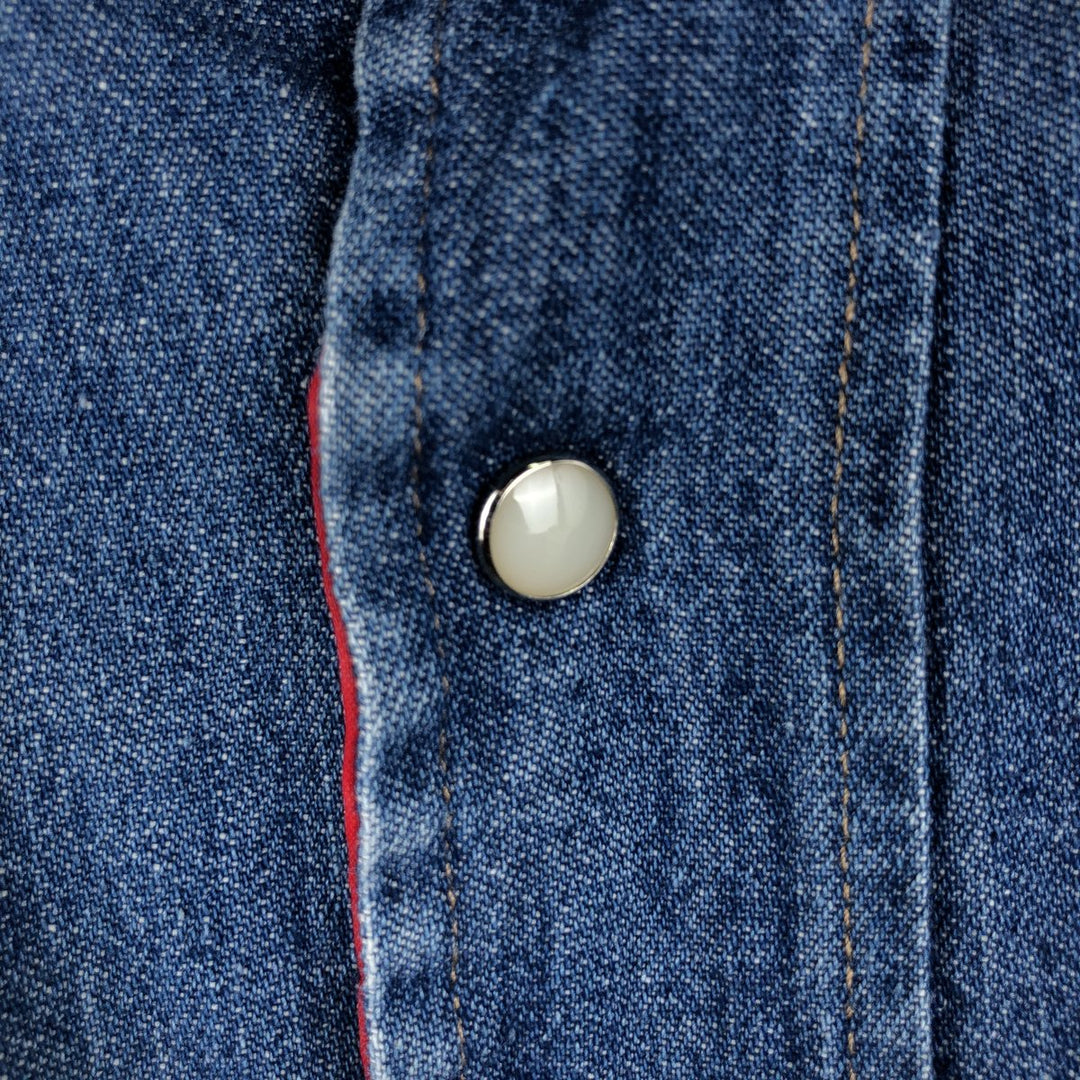 80'S Big Mac padded long-sleeved denim western shirt, made in the USA, men's size XL equivalent. unclear blue type Vintage Second Hand