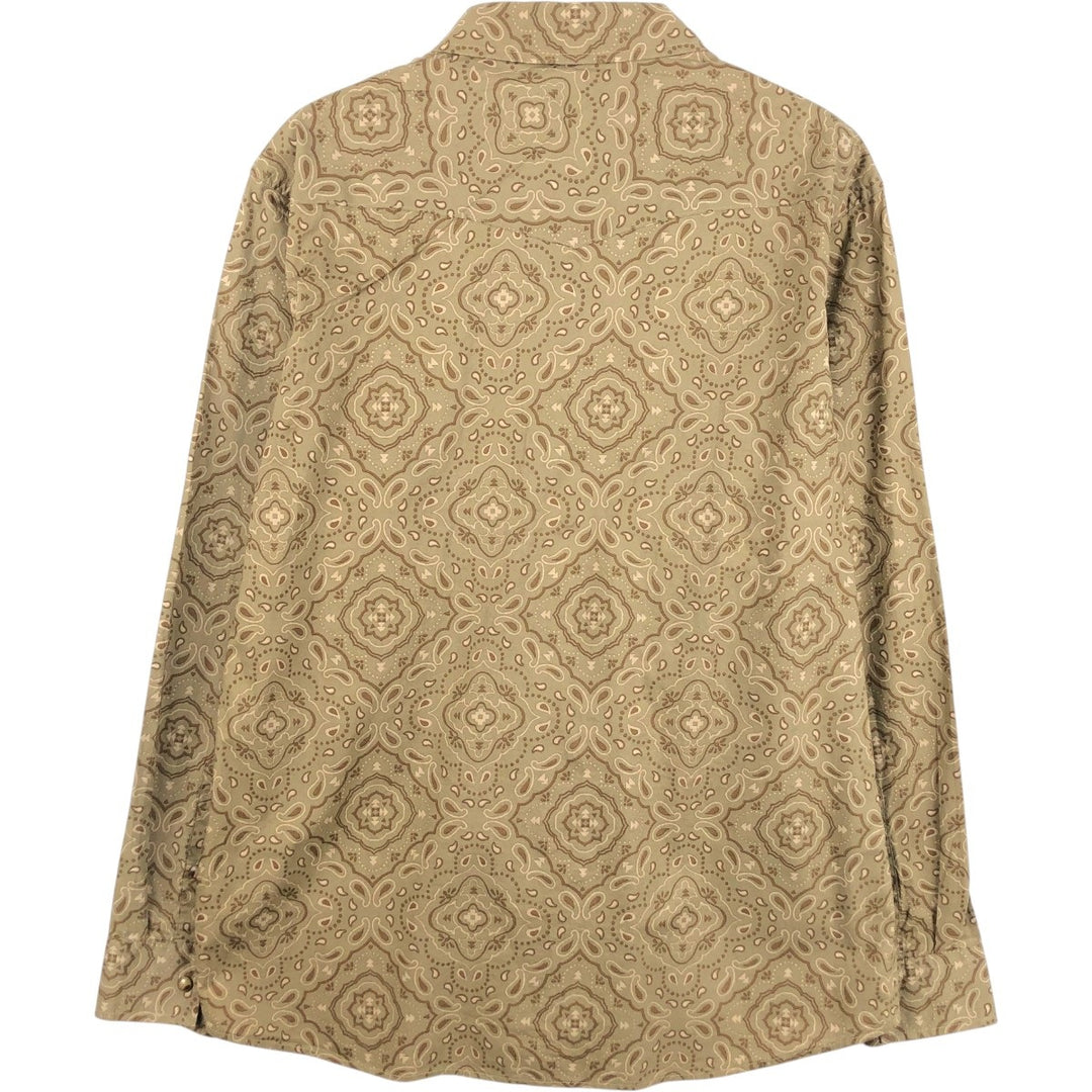 Pendleton Paisley Pattern Long-Sleeve Western Shirt, Men's Size L (approx.) cotton Khaki type Vintage Second Hand