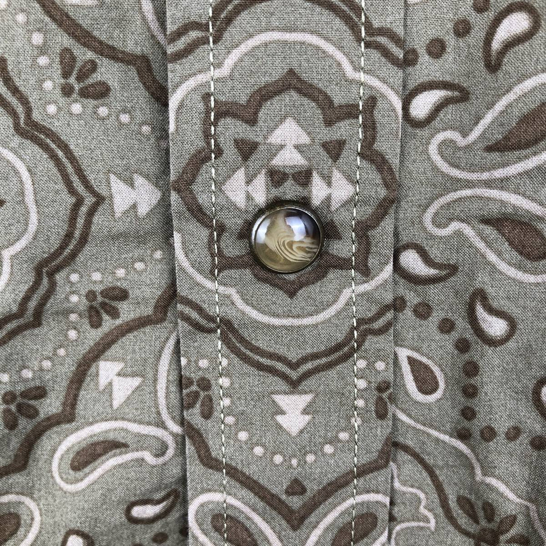 Pendleton Paisley Pattern Long-Sleeve Western Shirt, Men's Size L (approx.) cotton Khaki type Vintage Second Hand