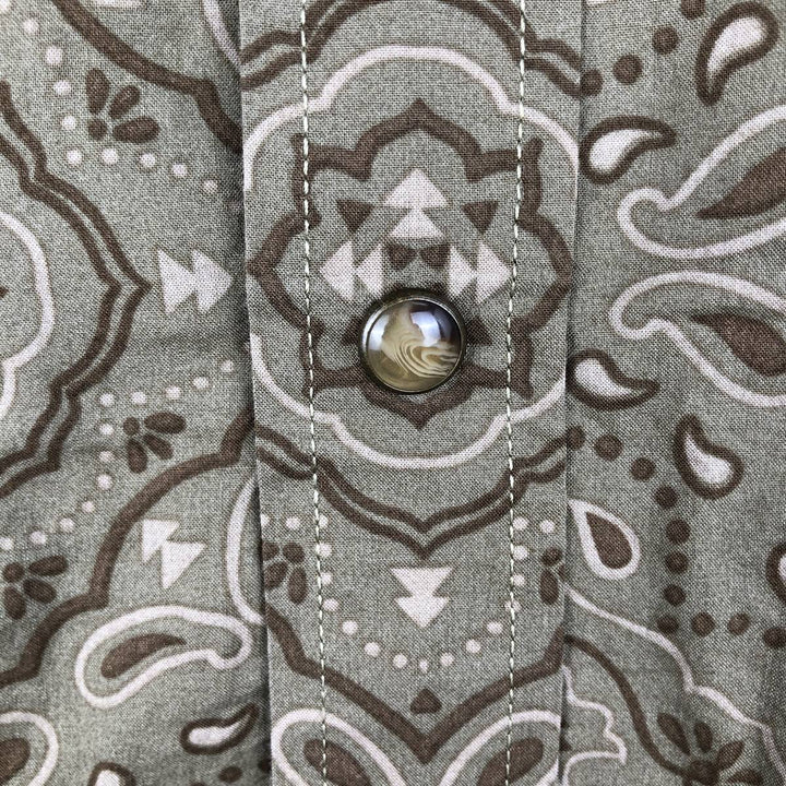 Pendleton Paisley Pattern Long-Sleeve Western Shirt, Men's Size L (approx.) cotton Khaki type Vintage Second Hand