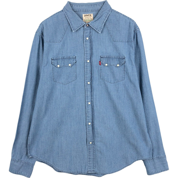 Levi's Authentic Jeanswear Long-Sleeve Chambray Shirt, Men's Size XL (approx.) cotton blue type Vintage Second Hand