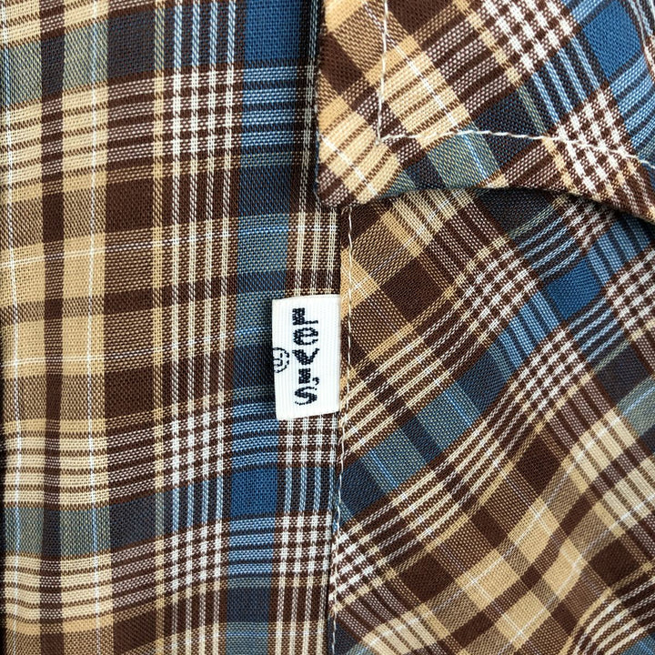 70s-80'S Levi's Check Pattern Long-Sleeve Western Shirt, Made in USA, Men's XL (approx.) Vintage unclear brown type Vintage Second Hand