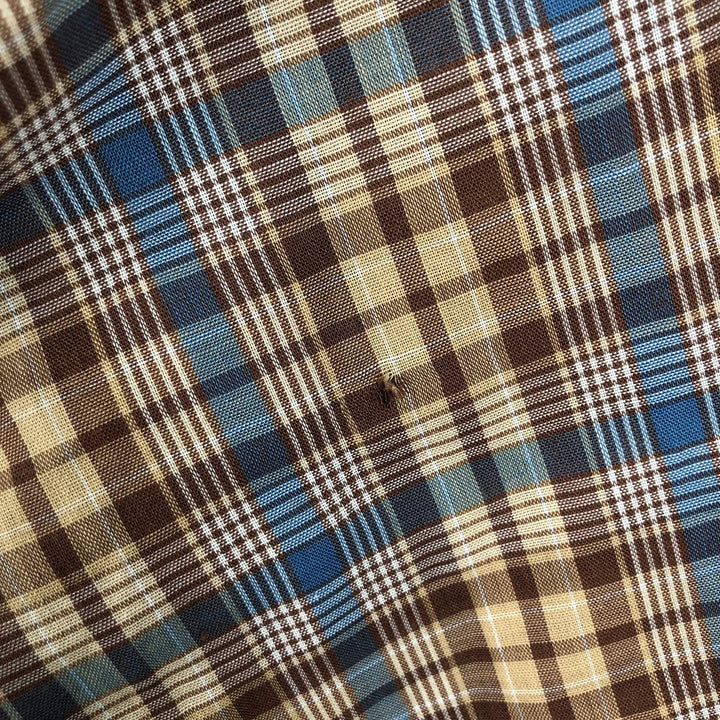 70s-80'S Levi's Check Pattern Long-Sleeve Western Shirt, Made in USA, Men's XL (approx.) Vintage unclear brown type Vintage Second Hand