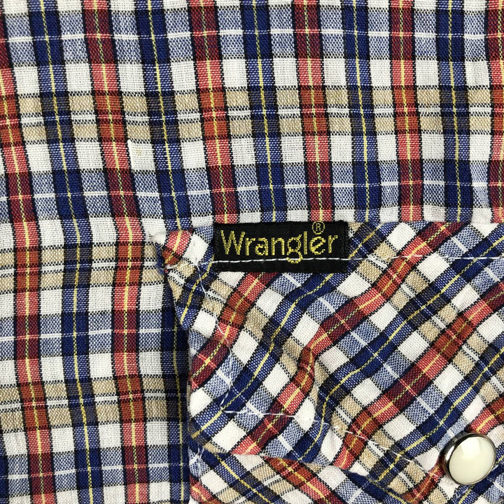 ~1980'S Wrangler Check Pattern Long-Sleeve Western Shirt, Made in USA, Men's XL Equivalent, Vintage cotton red type Vintage Second Hand