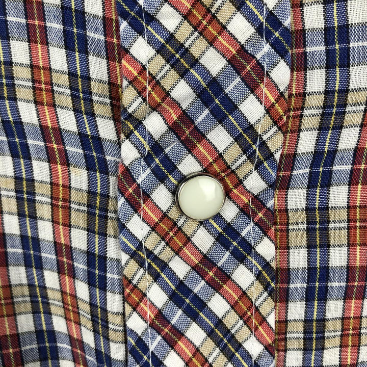 ~1980'S Wrangler Check Pattern Long-Sleeve Western Shirt, Made in USA, Men's XL Equivalent, Vintage cotton red type Vintage Second Hand